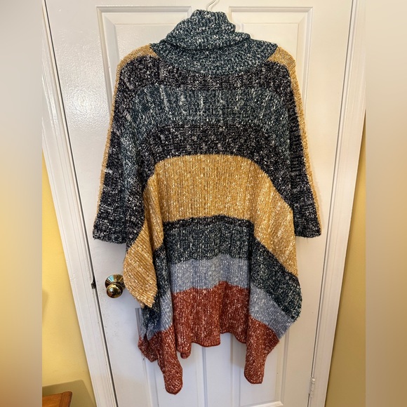 H&M Multicolor Striped Cowl Neck Poncho - Picture 2 of 5